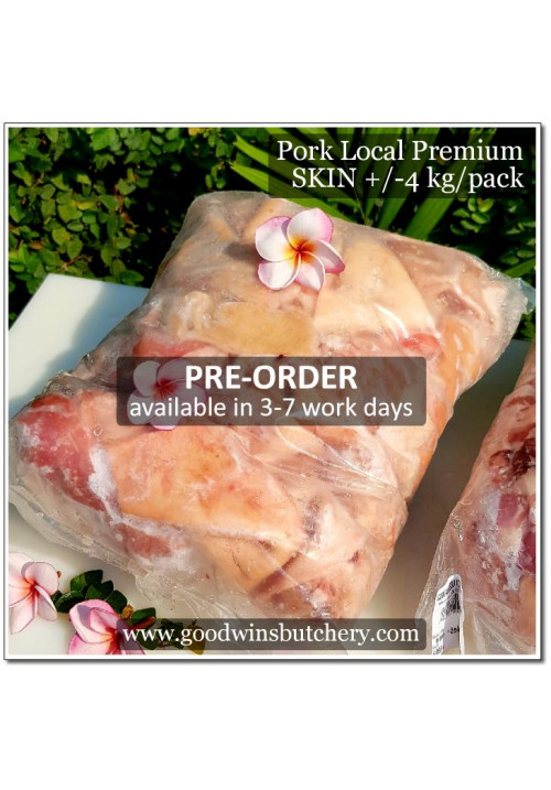 Pork SKIN for crackling frozen Local Premium +/- 5kg (price/kg PREORDER 5-7 days notice